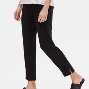 New Petite Eileen Fisher System Silk Georgette Slouchy Pant in Black Size PL